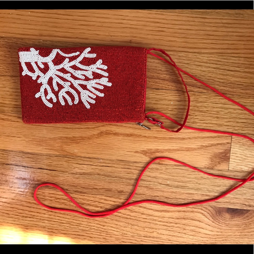 Hand beaded red bag from India